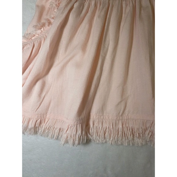 Ramy Brook Pink Fringe‎ Smocked Waist Mini Skirt Size Large Pockets Ruffle CUTE - Picture 4 of 9